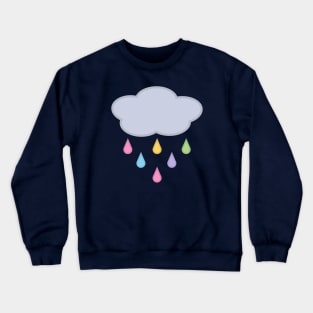 Raining Rainbow Raindrop Rain Cloud in Purple Crewneck Sweatshirt